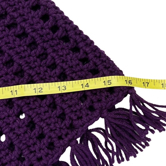 Handmade Purple Baby Poncho With Fringe - Picture 4 of 4